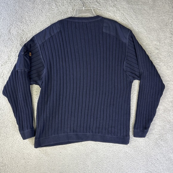 Vintage Eddie Bauer Field Sweater Mens Large Navy Blue Legend British‎ Commando - Picture 2 of 8